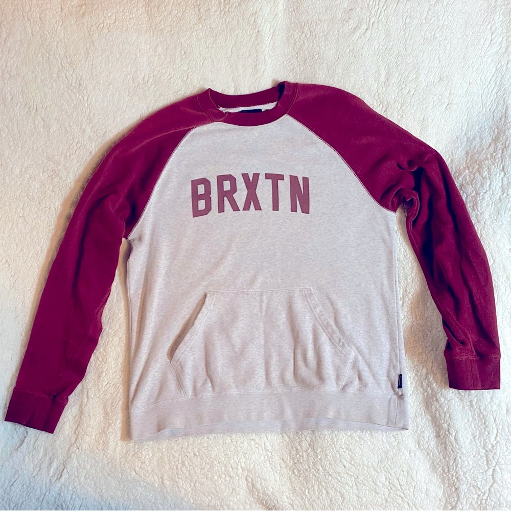 Mens Large Brixton Vintage Crewneck. Burgundy and grey. Great condition